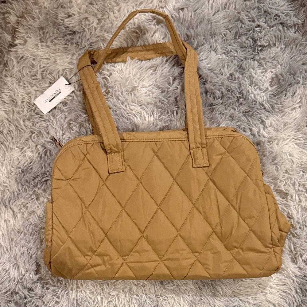 Quilted Tan Tote Bag